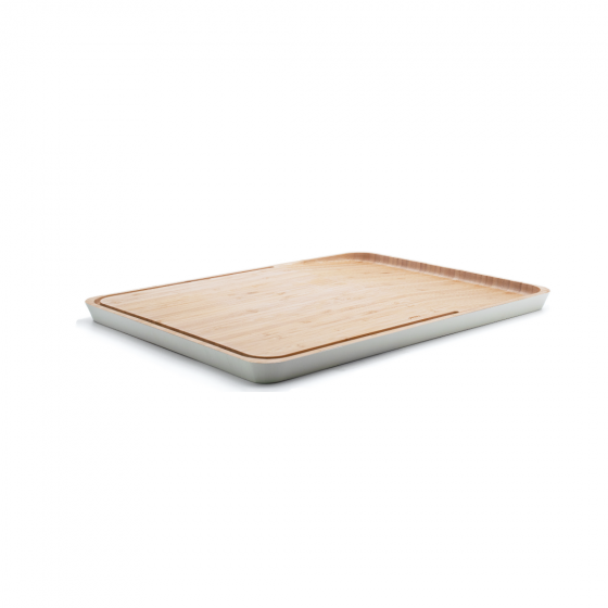 Slanted Bamboo Cutting Board - Cream Border