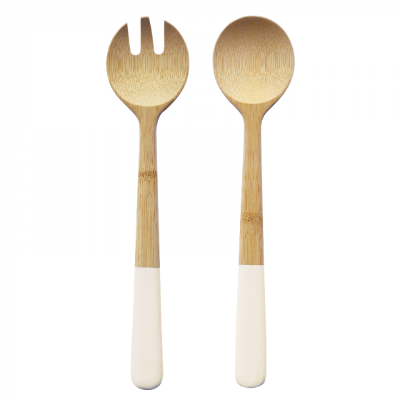 Cream Bamboo Salad Servers