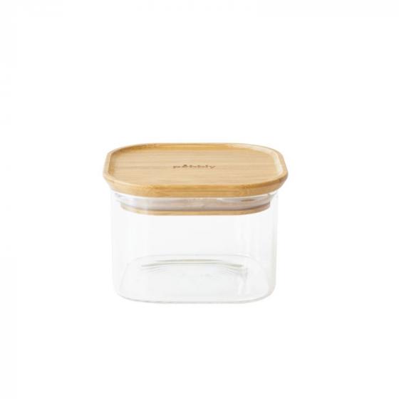 Square Glass and Bamboo Storage Canister