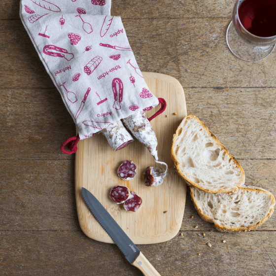Aperitif-Set (Schneidebrett, Wurstmesser, Wursttasche)