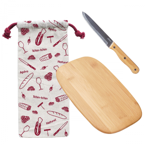 Aperitif-Set (Schneidebrett, Wurstmesser, Wursttasche)