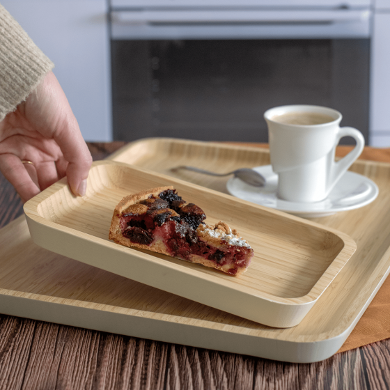 Bamboo tray with cream bevelled edges