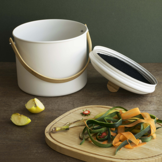 Seau à Compost d'intérieur en Acier avec Filtre Anti-Odeurs - 7 L