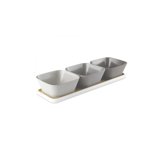 Aperitif-Set: 3 Schalen Und Tablett