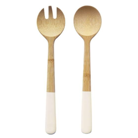 Cream Bamboo Salad Servers