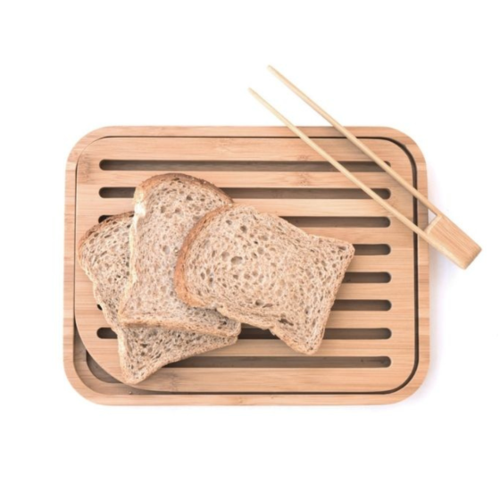 Set Aus Brotschneidebrett S Und Toastzange