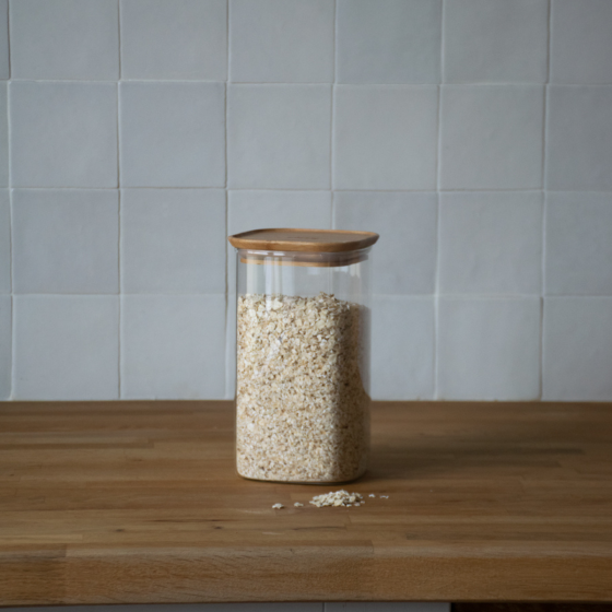 Square Glass and Bamboo Storage Canister