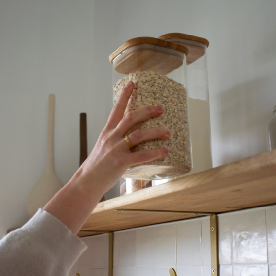 Square Glass and Bamboo Storage Canister