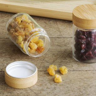 3Er-Set Runden Mini-Gläsern Aus Glas Und Bambus