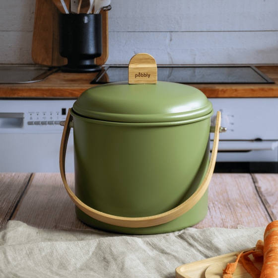 Seau à Compost d'intérieur en Acier avec Filtre Anti-Odeurs - 3,5 L