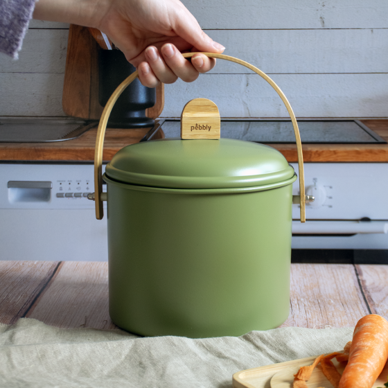 Seau à Compost d'intérieur en Acier avec Filtre Anti-Odeurs - 3,5 L