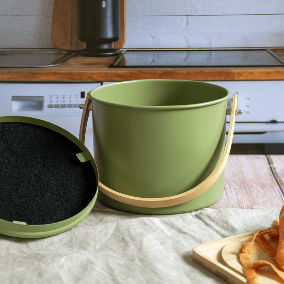 Seau à Compost d'intérieur en Acier avec Filtre Anti-Odeurs - 3,5 L