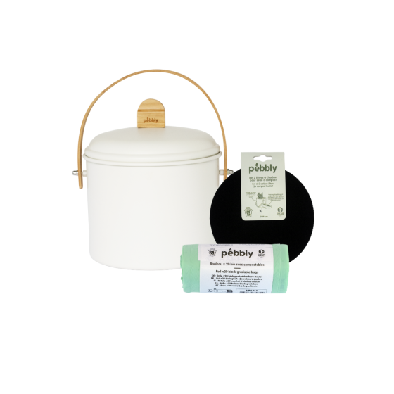 Coffret Compost : Seau (Crème 3,5L) + Filtres + Bio Sacs