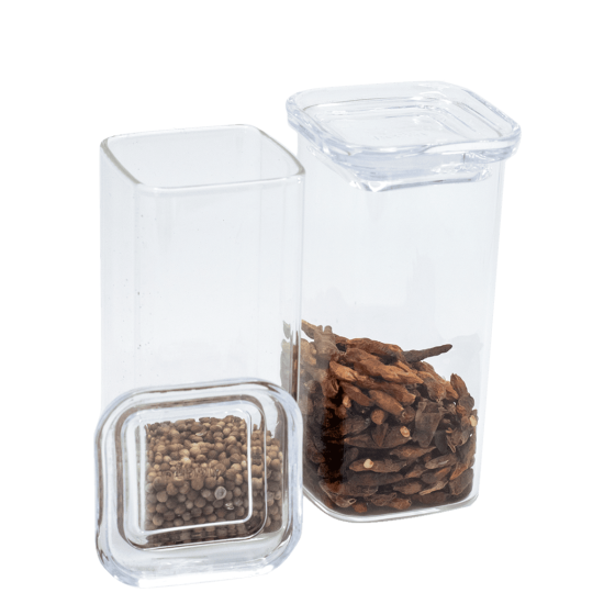 Set de 2 Boîtes de Conservation à Épices en Verre
