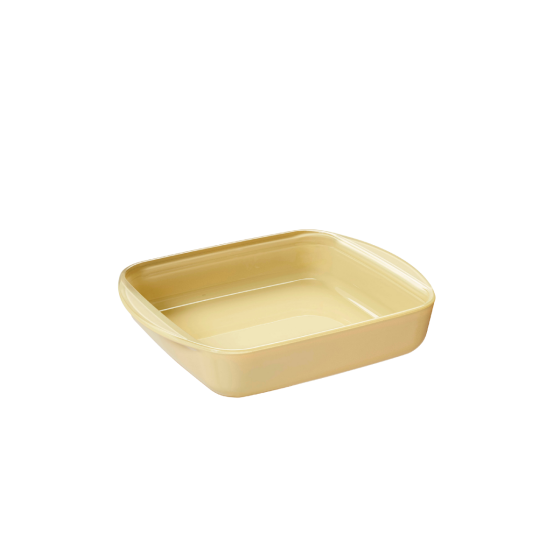 Quadratische Glasbackform 1,6 L Mit Keramik-Effekt Und Glas- Und Silikondeckel – Creme