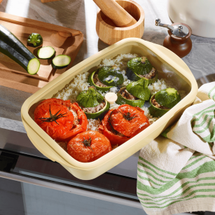 Plat à Four rectangulaire en Verre et son couvercle - 3,6 litres - 2 coloris