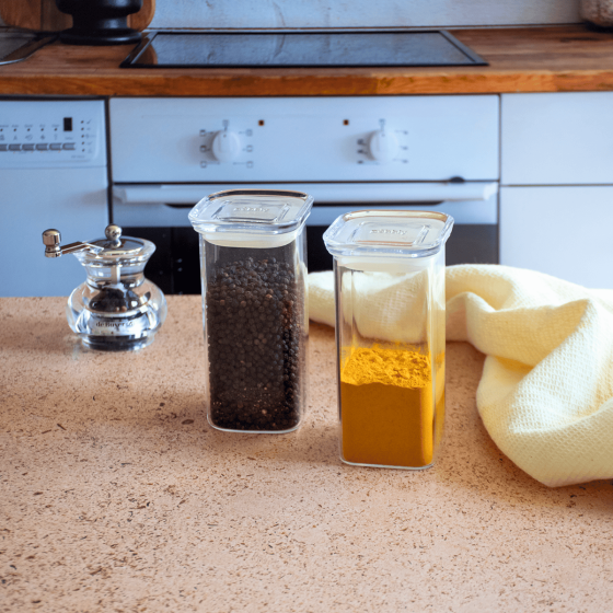 Set of 2 glass spice jars