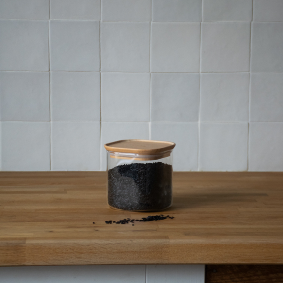 Square Glass and Bamboo Storage Canister Square Glass and Bamboo Storage Canister