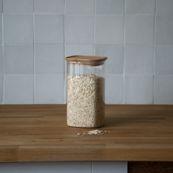 Square Glass and Bamboo Storage Canister