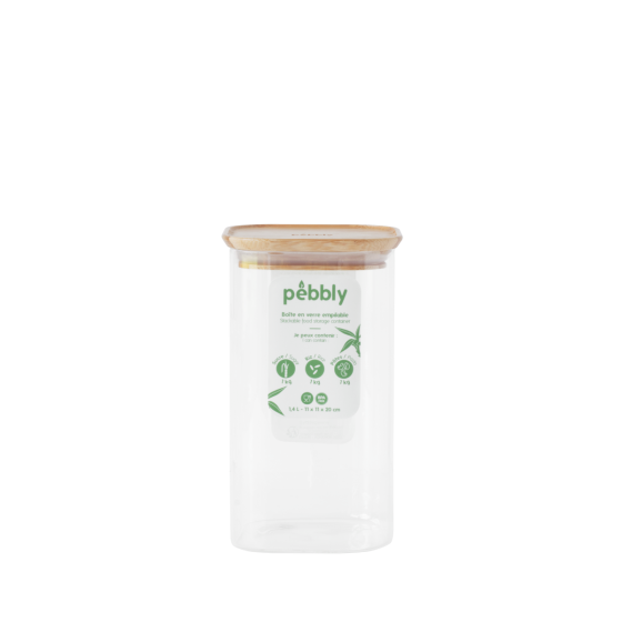 Square Glass and Bamboo Storage Canister