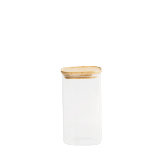 Square Glass and Bamboo Storage Canister