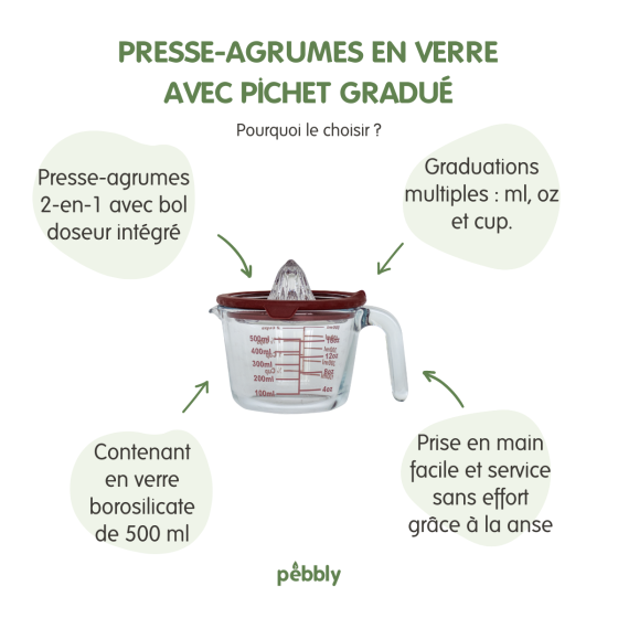 Presse-Agrumes Doseur en Verre - 500 ml