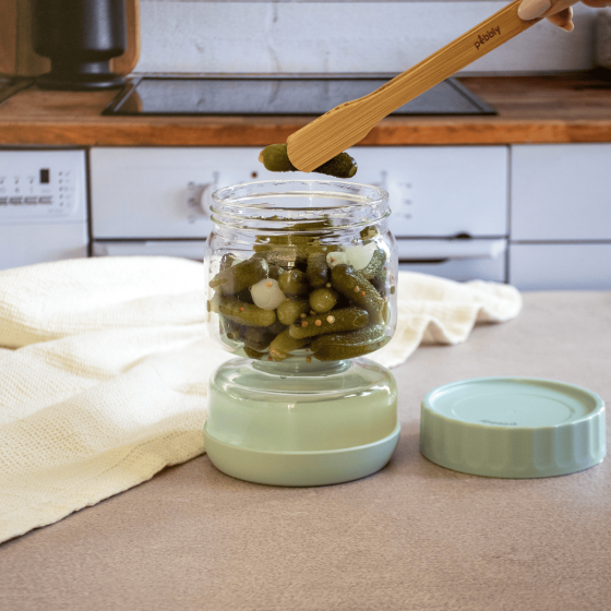 Bocal à Cornichons en Verre & sa Pince