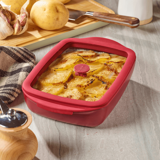 3 Plats à Four en Verre - Rouge Grenat