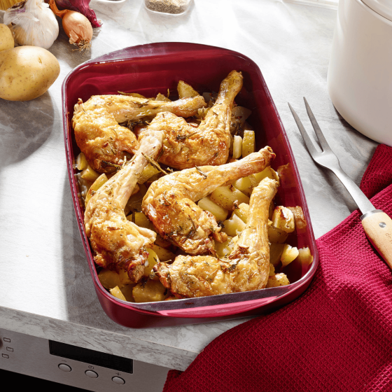 3 Plats à Four en Verre - Rouge Grenat