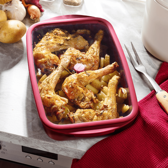 3 Plats à Four en Verre - Rouge Grenat