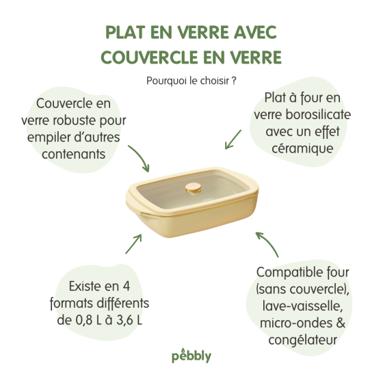 3 Plats à Four en Verre - Crème