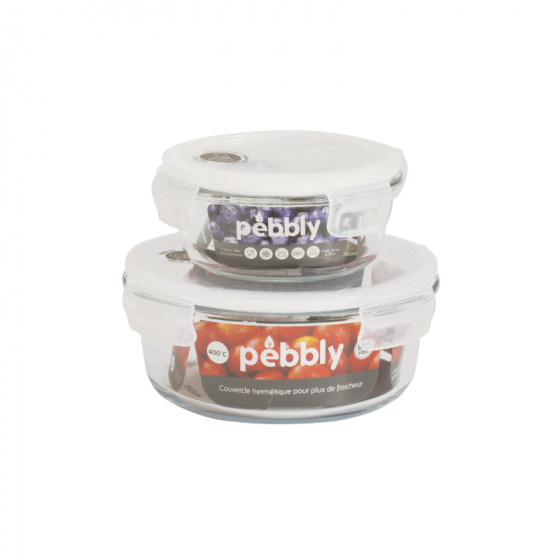 Pack of 2 round storage containers (400 ml and 950 ml)