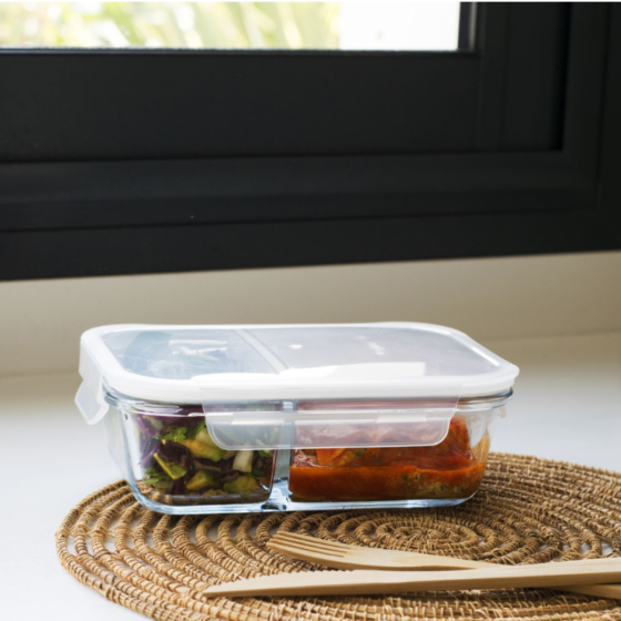 2 Boîtes en Verre Compartimentées (950 ml et 1.45 litres)