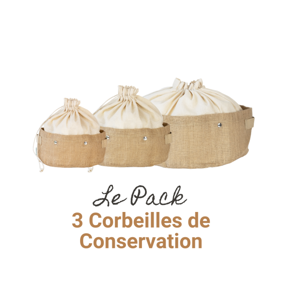 3 storage baskets made from organic cotton