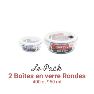 2 runde Glasbehälter (400 und 950 ml)
