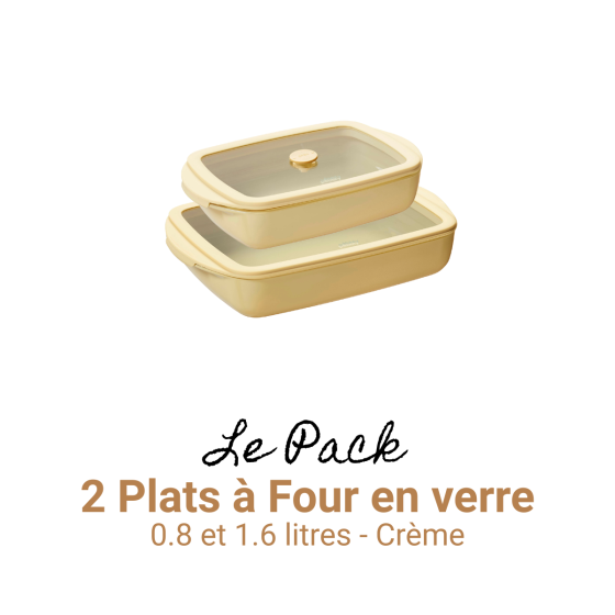2 Plats à Four en Verre - Crème