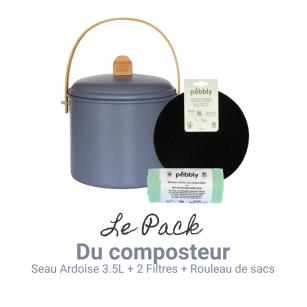 Kompostset: Eimer (3,5 l, Schiefer ) + Filter + BioBeutel