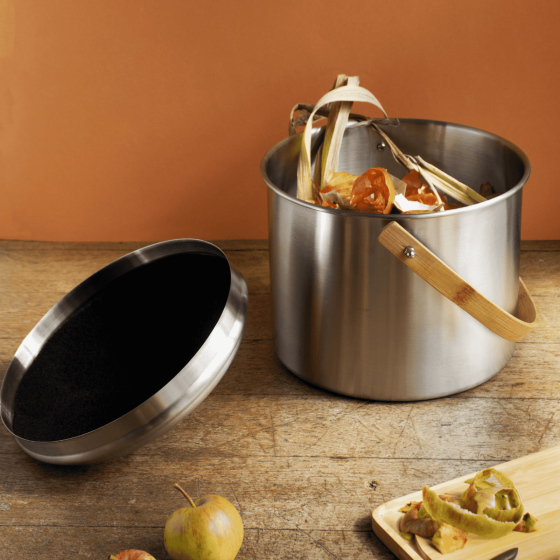 Compost Set: Bucket (3.5L stainless steel) + Filters + Organic Bags
