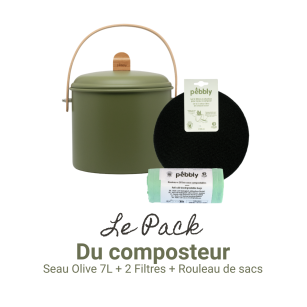 Kompostset: Eimer (7l, Olive) + Filter + Biobeutel