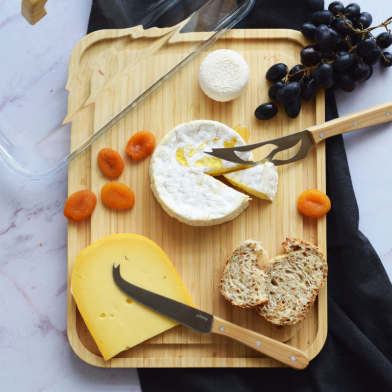 Glass and Bamboo Cheese Board