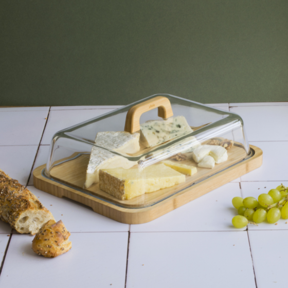 Plateau à Fromage en Verre et Bambou