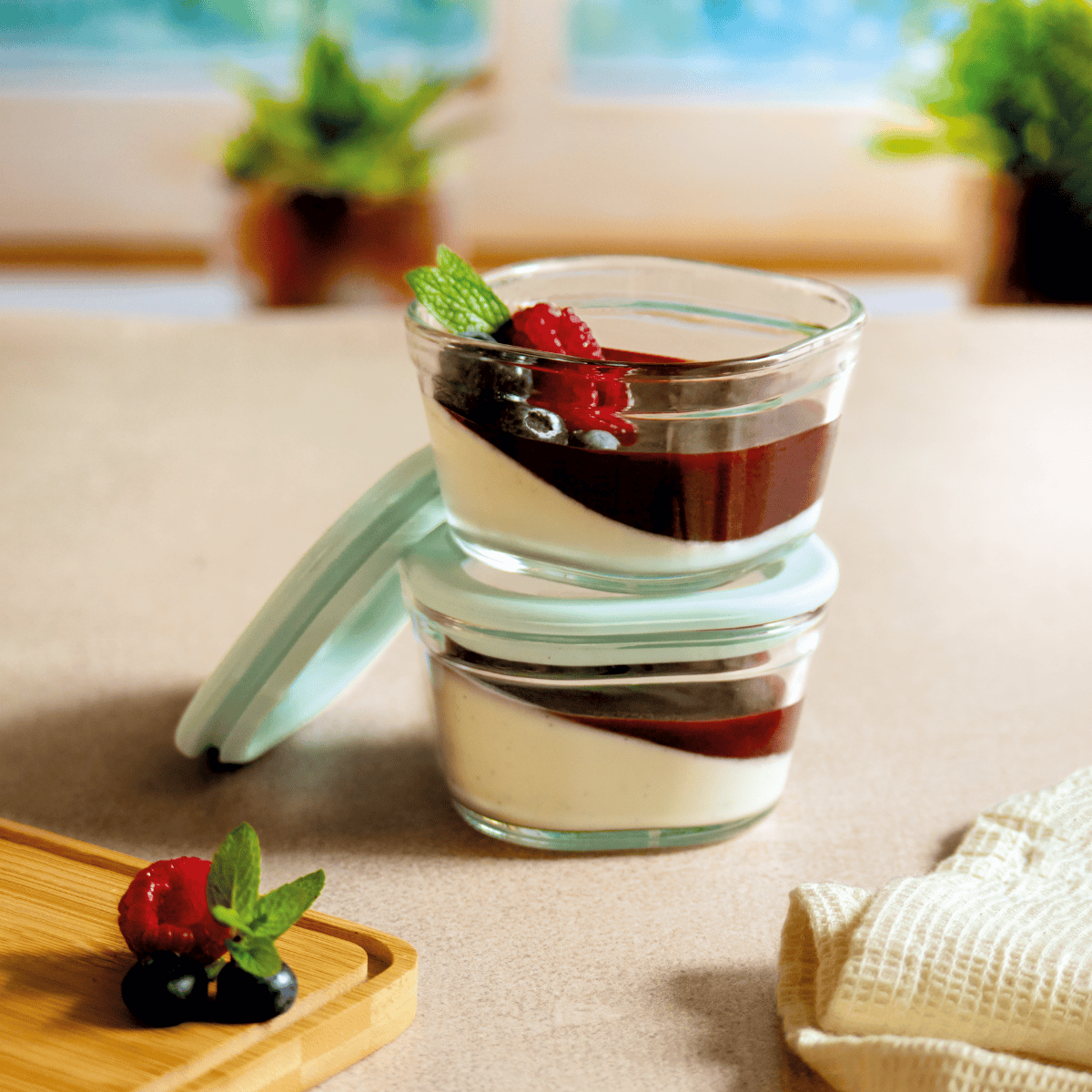 Set of 2 Glass Jars with Glass Lids