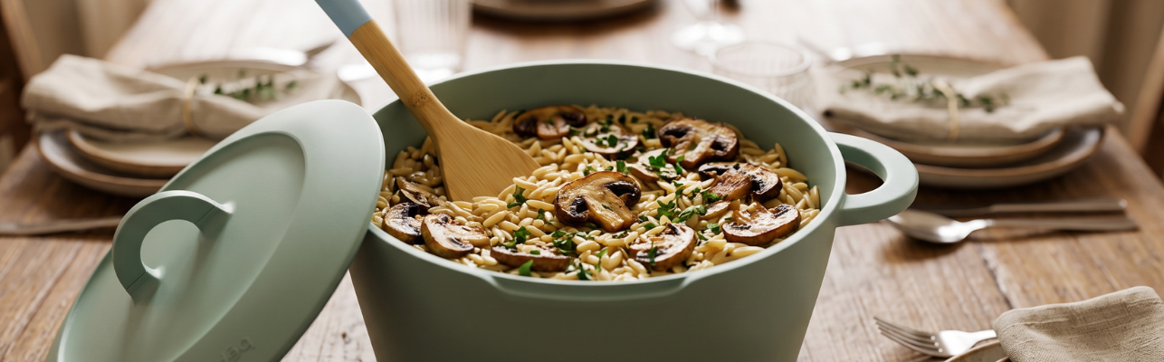 Recipe: One-pot orzo with mushrooms and cream